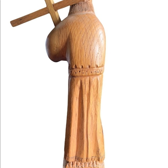 Wooden Handmade Jesus Carrying Cross w/Wooden Virgin Mary Set - Picture 7 of 11